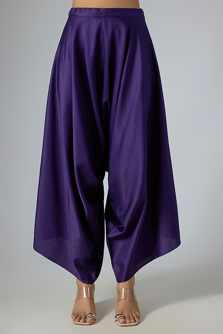 Dark Purple Organza Thread Embroidered Cape Set by Prisho at Pernia's Pop Up Shop