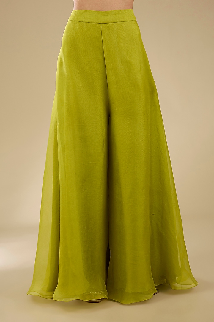 Lime Green Silk Thread Work Wedding Sharara Set by Prisho at Pernia's Pop Up Shop