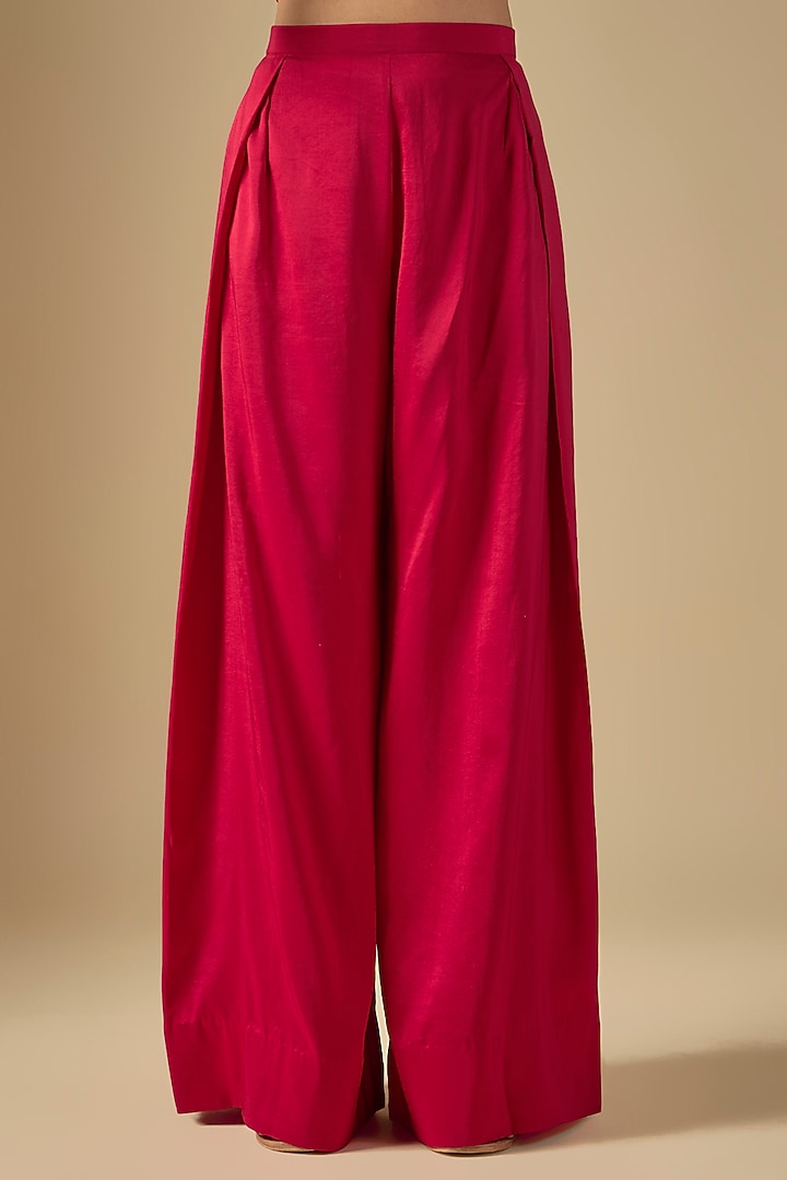 Cherry Red Silk Thread Work Kurta Set by Prisho at Pernia's Pop Up Shop