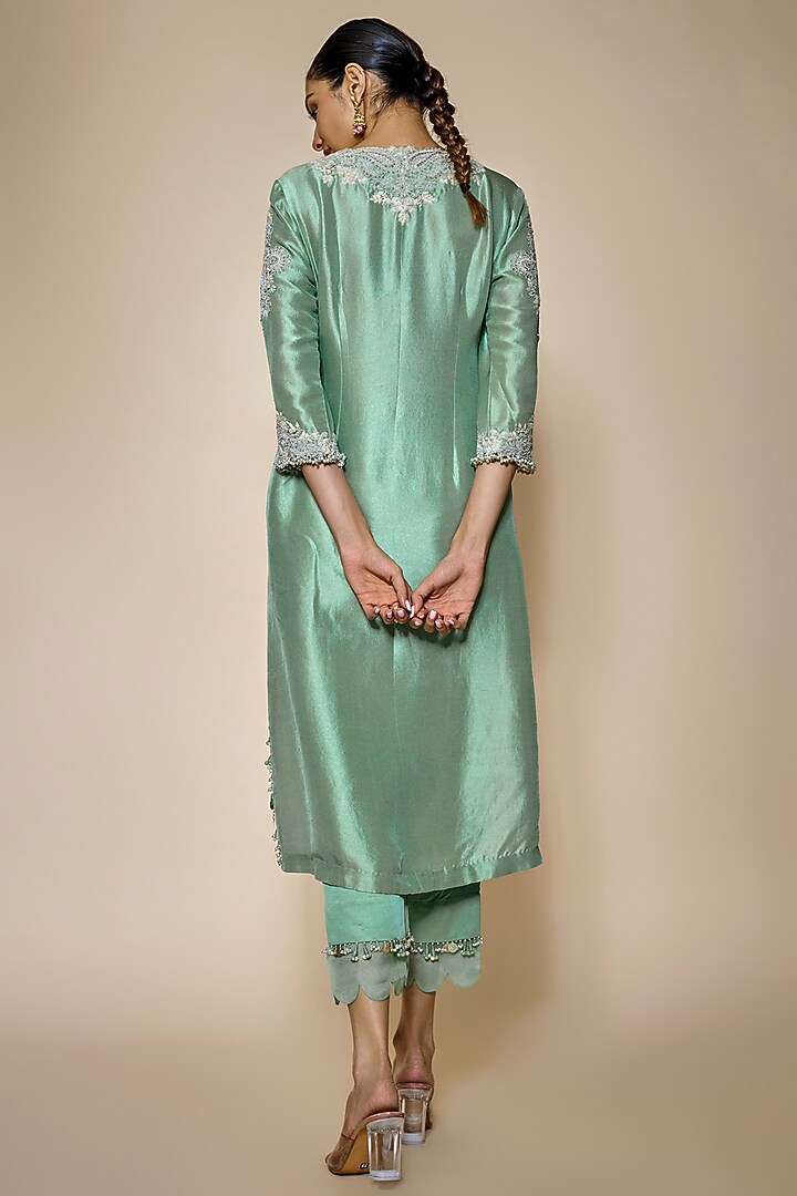 Blue Silk Dori Embroidered Kurta Set by Prisho at Pernia's Pop Up Shop