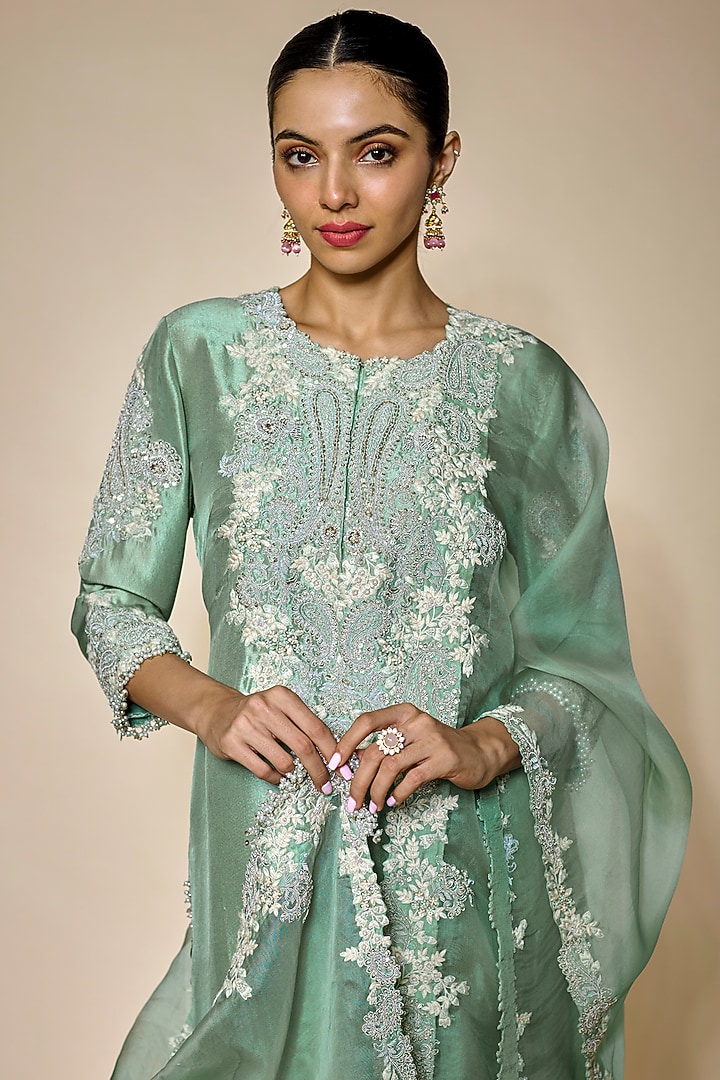 Blue Silk Dori Embroidered Kurta Set by Prisho at Pernia's Pop Up Shop