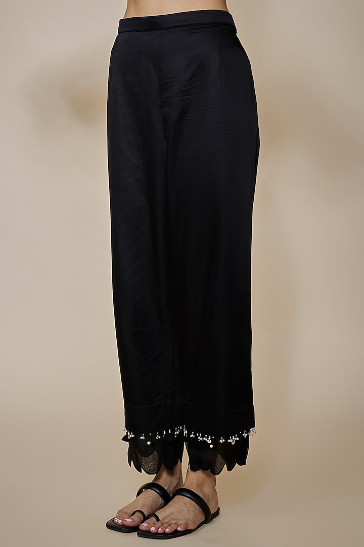 Black Silk Resham Embroidered Kurta Set by Prisho at Pernia's Pop Up Shop