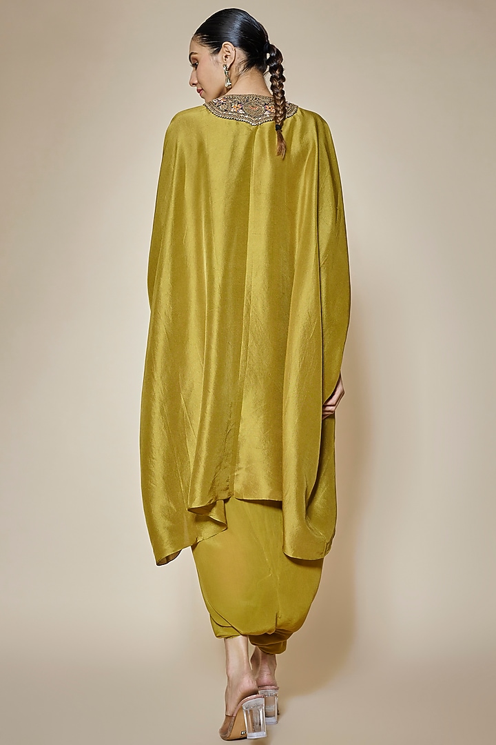 Olive Green Crepe Dhoti Set by Prisho at Pernia's Pop Up Shop