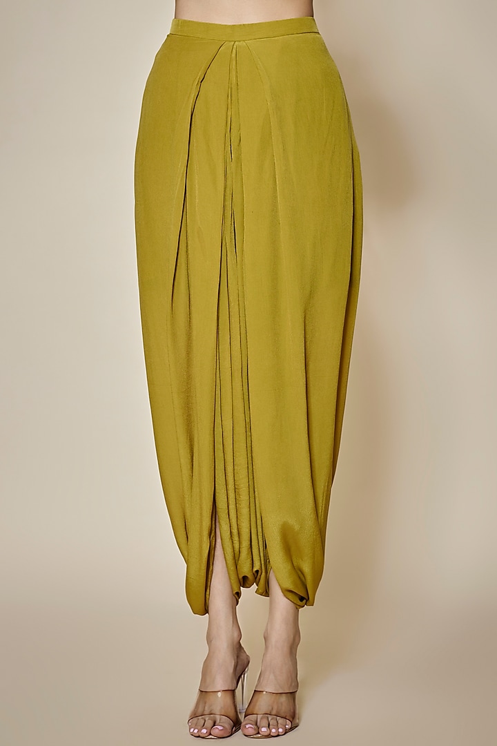 Olive Green Crepe Dhoti Set by Prisho at Pernia's Pop Up Shop