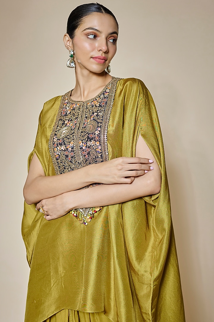 Olive Green Crepe Dhoti Set by Prisho at Pernia's Pop Up Shop