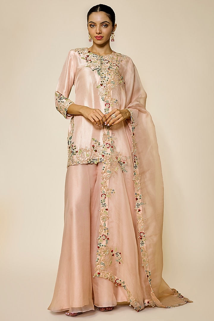 Blush Pink Silk Dori Embroidered Kurta Set by Prisho at Pernia's Pop Up Shop