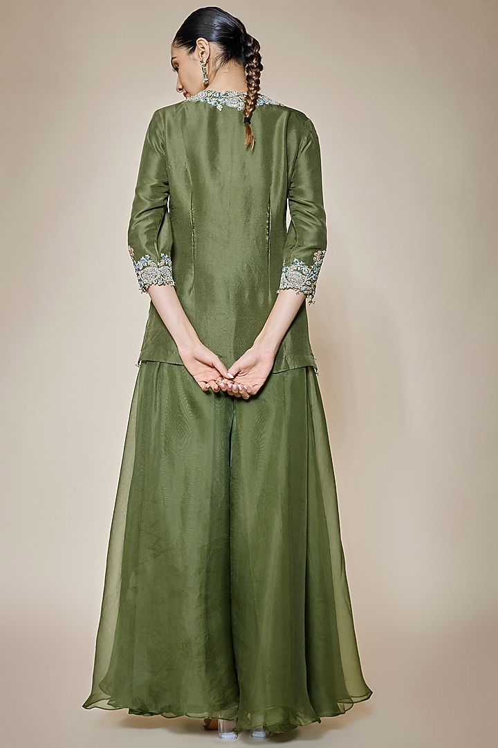 Green Organza Wedding Sharara Set by Prisho at Pernia's Pop Up Shop