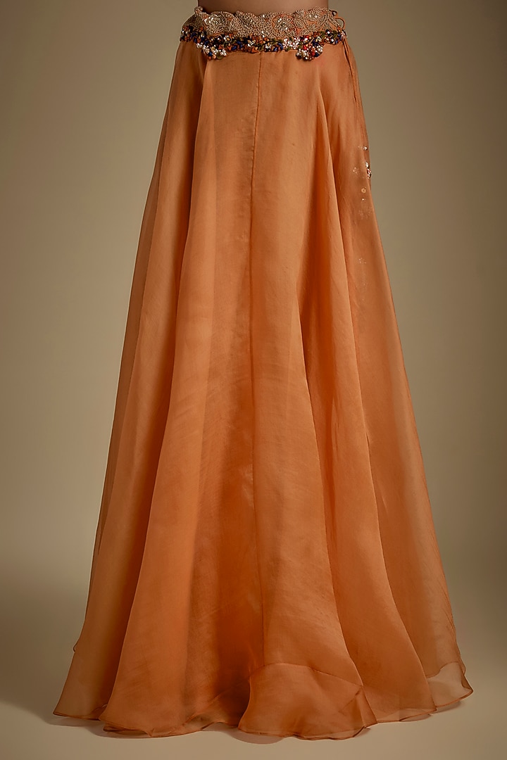 Orange Organza Dori Work Skirt Set by Prisho at Pernia's Pop Up Shop