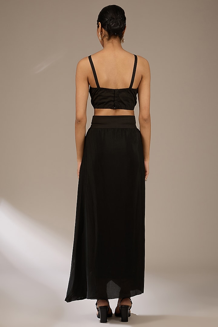 Black Organza Resham Work Umbrella Kaftan Set by Prisho at Pernia's Pop Up Shop