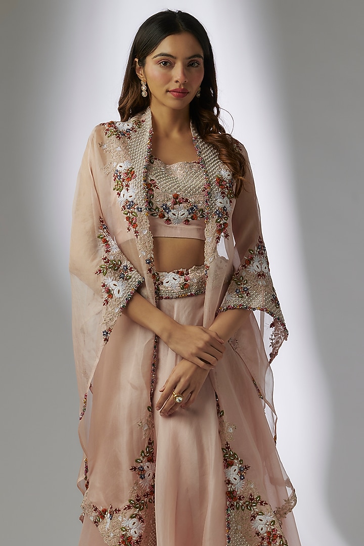Flamingo Pink Organza Skirt Set by Prisho at Pernia's Pop Up Shop