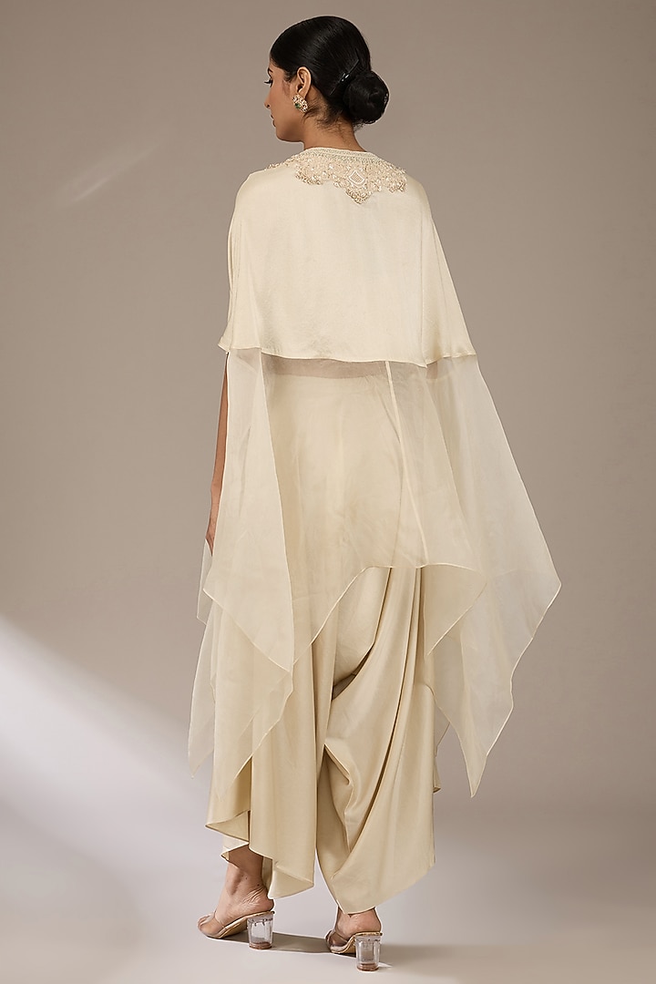 Ivory Organza Silk Resham Work Kaftan Set by Prisho at Pernia's Pop Up Shop