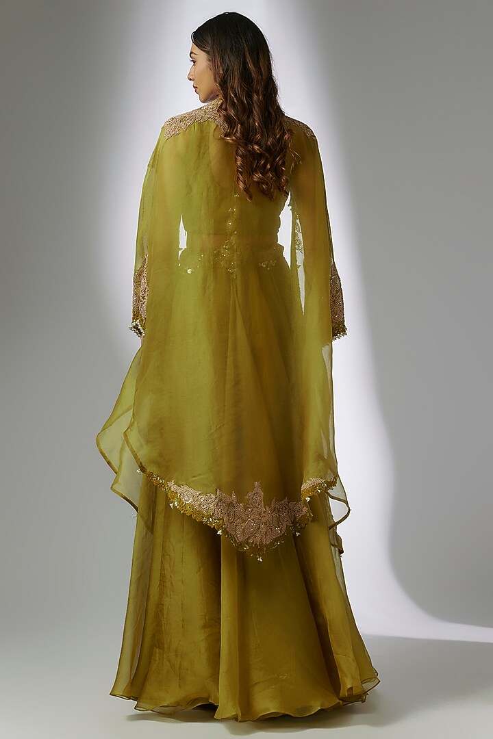 Mustard Organza Skirt Set by Prisho at Pernia's Pop Up Shop
