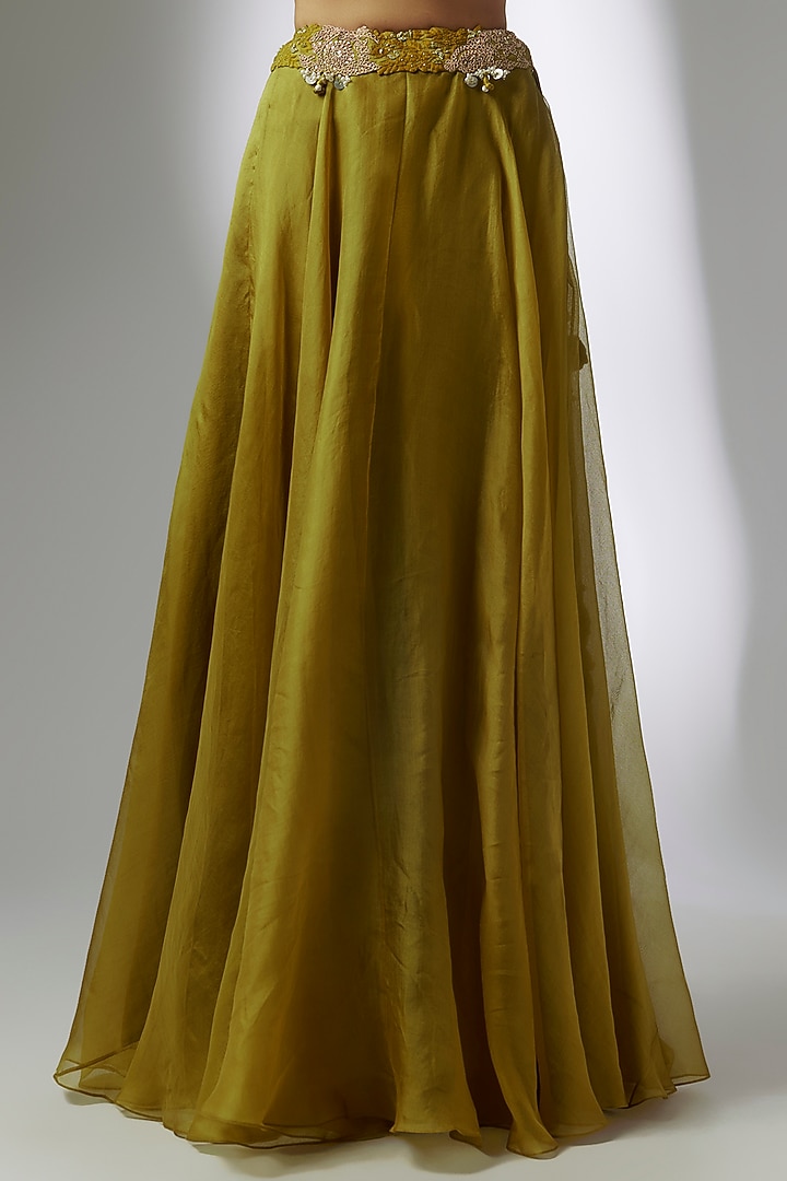 Mustard Organza Skirt Set by Prisho at Pernia's Pop Up Shop