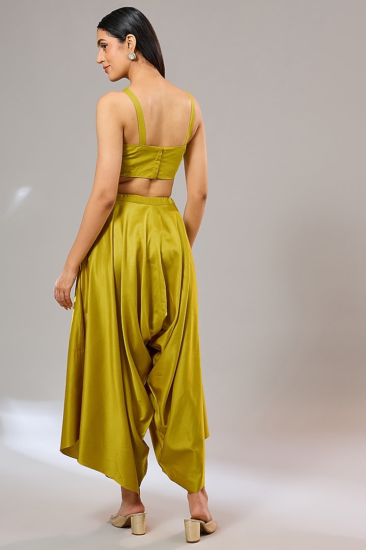 Mustard Organza Resham Work Umbrella Kaftan Set by Prisho at Pernia's Pop Up Shop