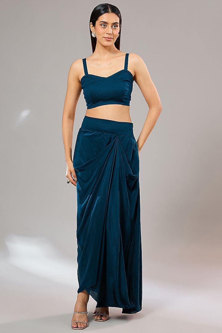 Blue Organza Resham Work Umbrella Kaftan Set by Prisho at Pernia's Pop Up Shop