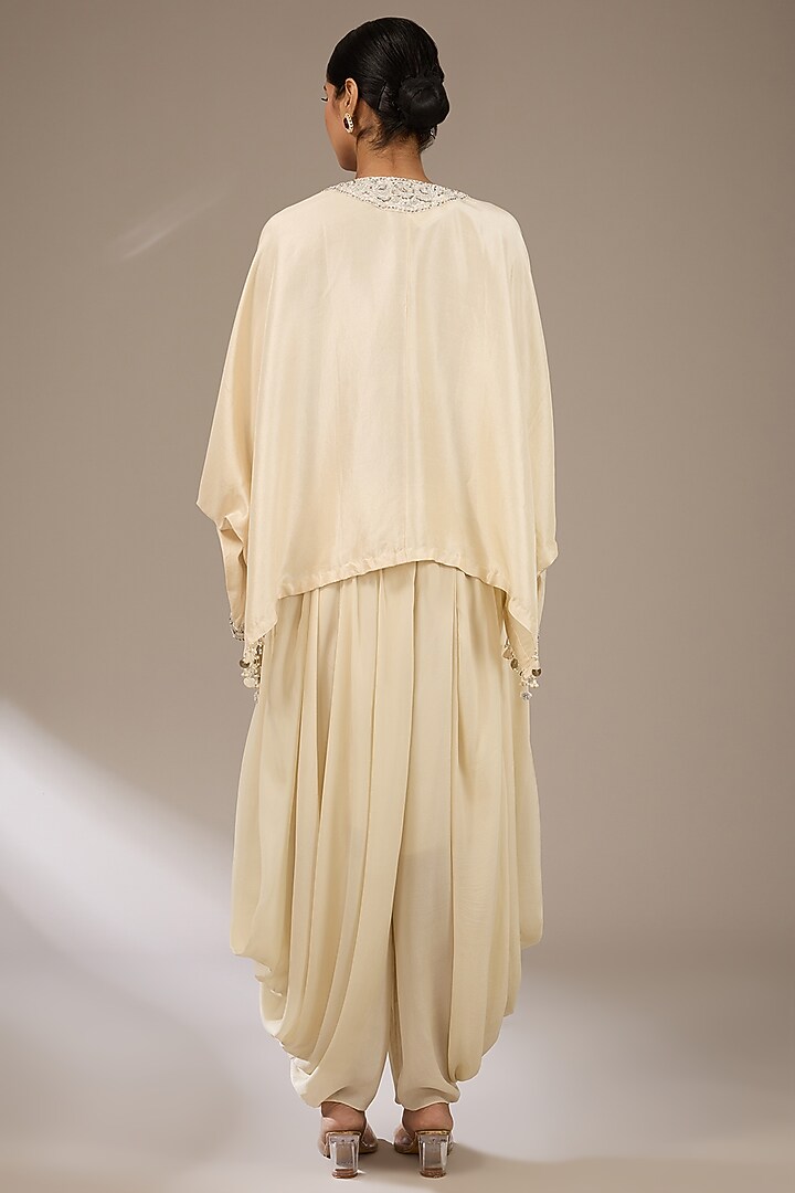 Ivory Silk Pitta Work Kaftan Set by Prisho at Pernia's Pop Up Shop