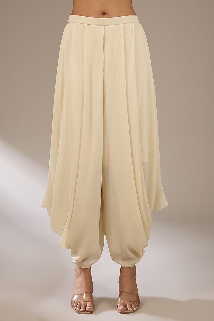 Ivory Silk Pitta Work Kaftan Set by Prisho at Pernia's Pop Up Shop