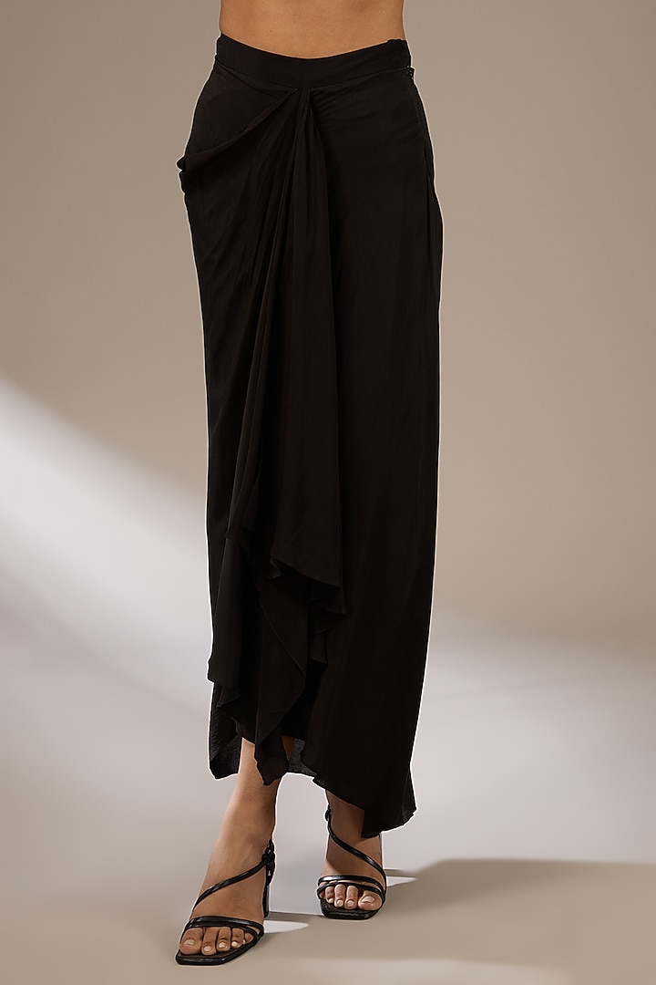 Black Silk Resham Work Kaftan Set by Prisho at Pernia's Pop Up Shop