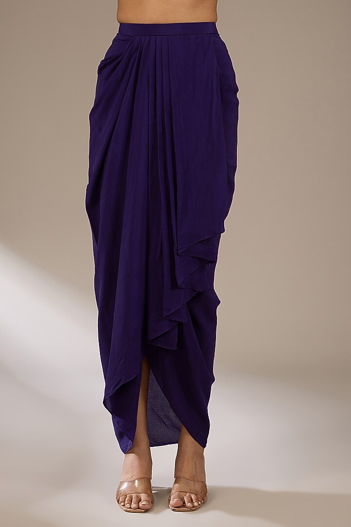 Dark Purple Silk Dori Work Kaftan Set by Prisho at Pernia's Pop Up Shop