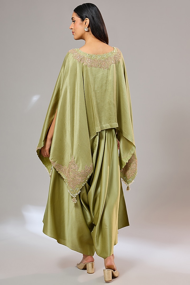 Sea Green Silk Dori Work A-Line Kaftan Set by Prisho at Pernia's Pop Up Shop