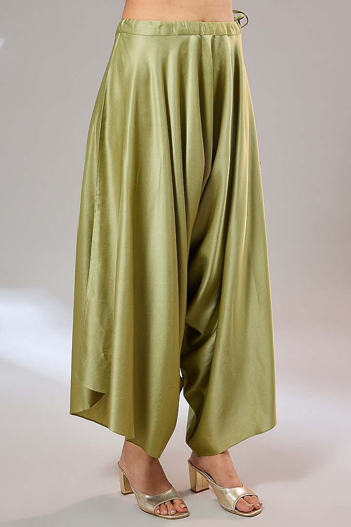 Sea Green Silk Dori Work A-Line Kaftan Set by Prisho at Pernia's Pop Up Shop