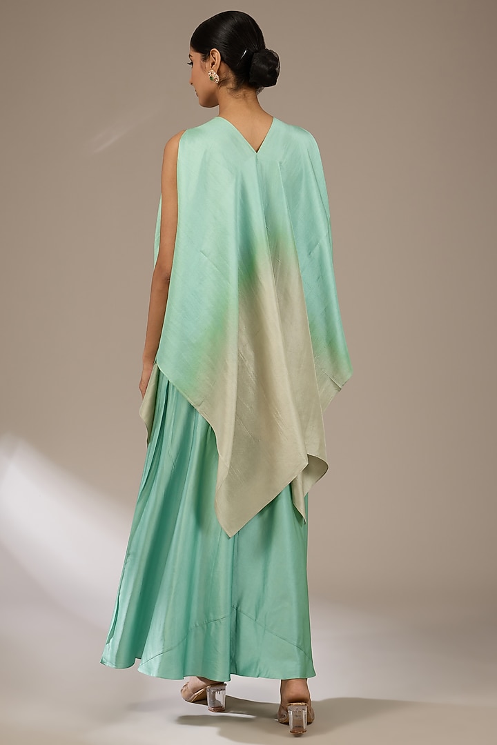 Aqua Blue Organza Resham Work Cape Set by Prisho at Pernia's Pop Up Shop