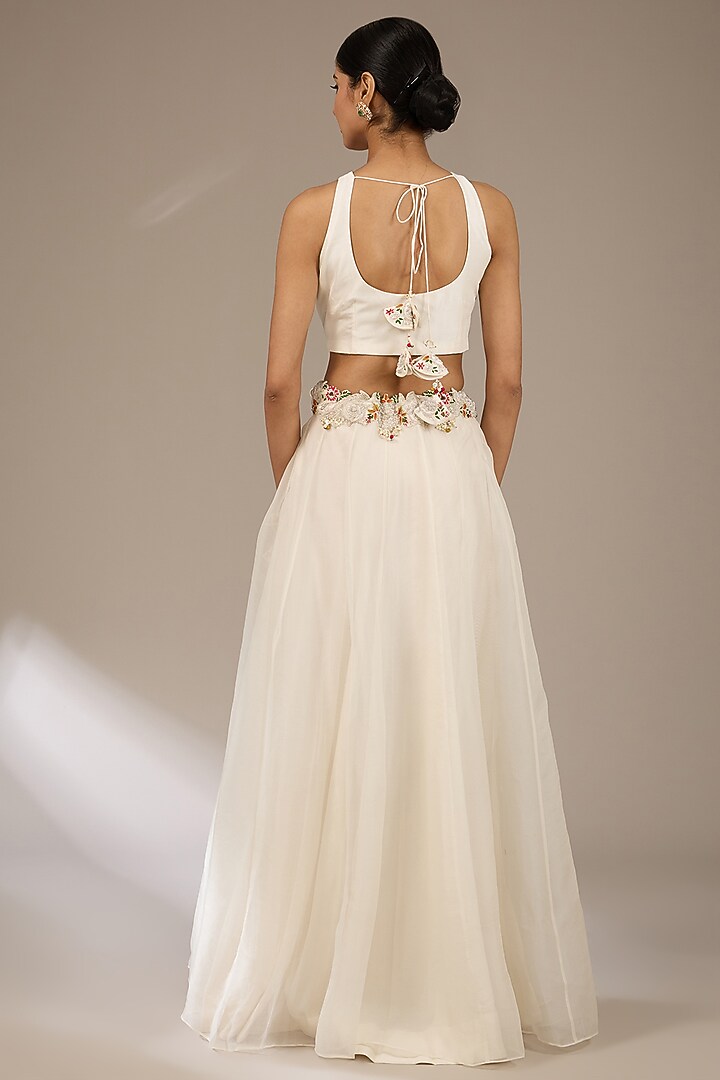 Ivory Organza Dori Work Cape Set by Prisho at Pernia's Pop Up Shop