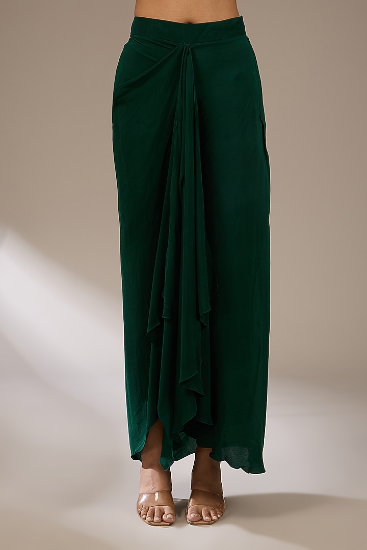 Bottle Green Organza Dori Work Kaftan Set by Prisho at Pernia's Pop Up Shop