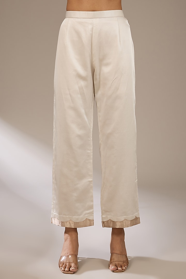 Ivory Habutai Silk Resham Work Kaftan Set by Prisho at Pernia's Pop Up Shop