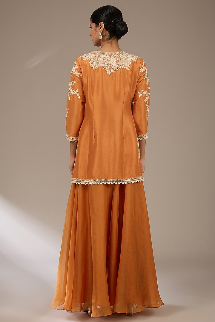 Rust Silk Resham & Dori Work Kurta Set by Prisho at Pernia's Pop Up Shop