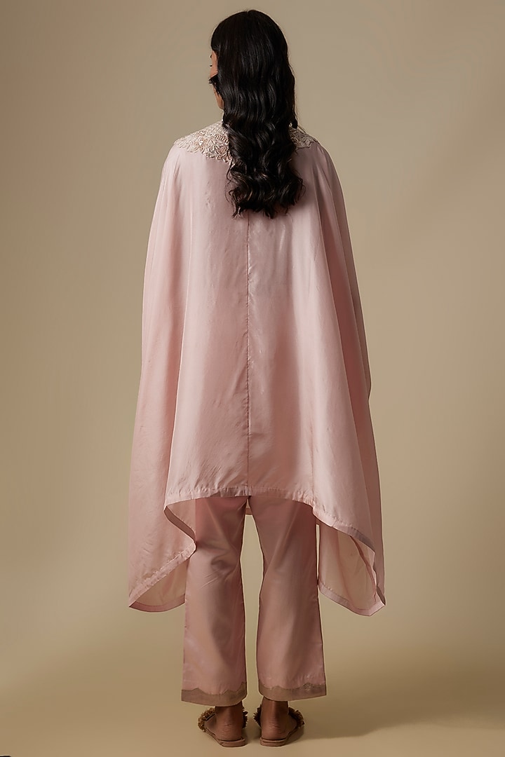 Flamingo Pink Silk Resham Embroidered Kurta Set by Prisho at Pernia's Pop Up Shop