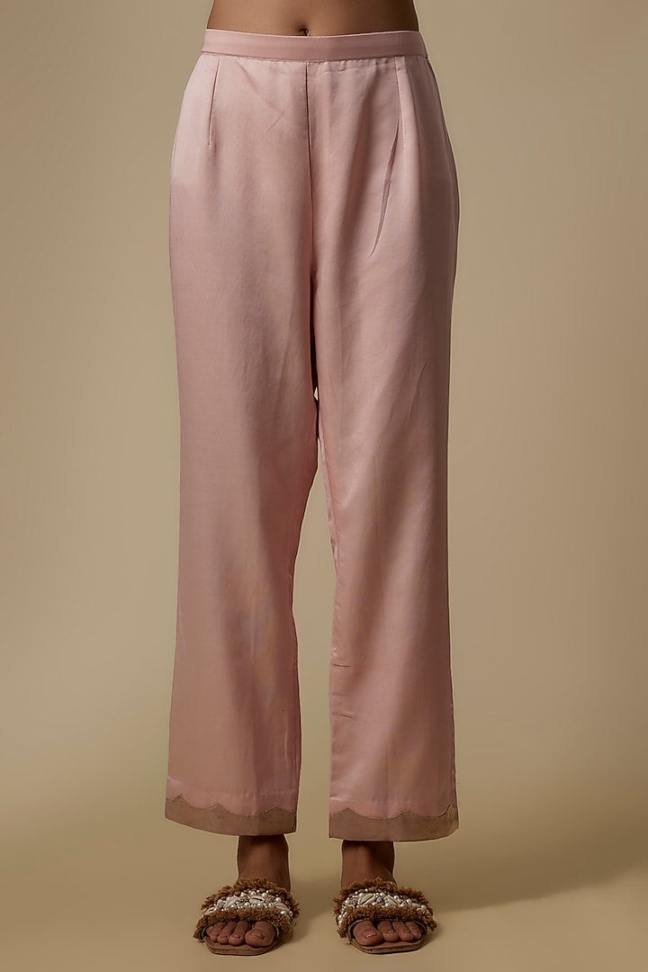 Flamingo Pink Silk Resham Embroidered Kurta Set by Prisho at Pernia's Pop Up Shop