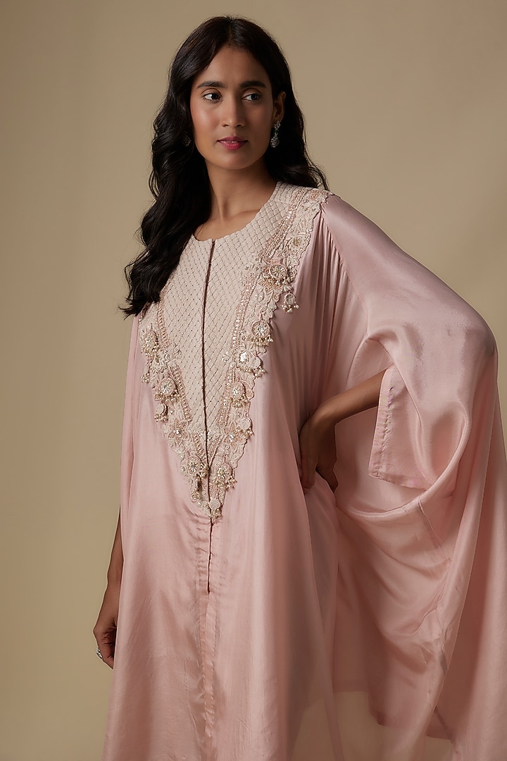 Flamingo Pink Silk Resham Embroidered Kurta Set by Prisho at Pernia's Pop Up Shop