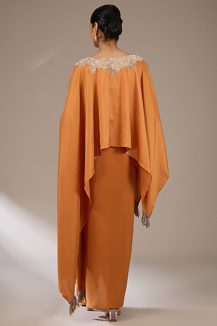 Rust Silk Resham & Dori Work Kaftan Set by Prisho at Pernia's Pop Up Shop