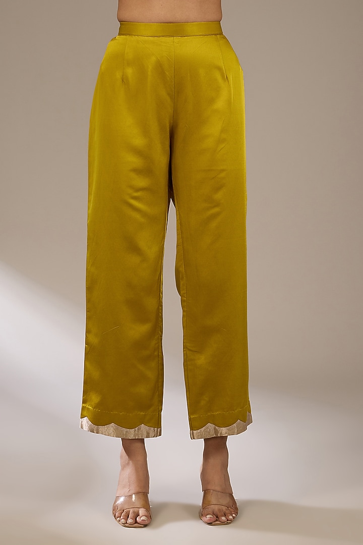 Mustard Habutai Silk Resham Work Kaftan Set by Prisho at Pernia's Pop Up Shop