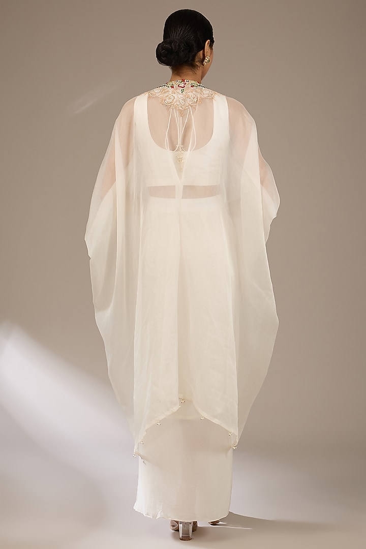 Ivory Organza Dori Work Cape Set by Prisho at Pernia's Pop Up Shop