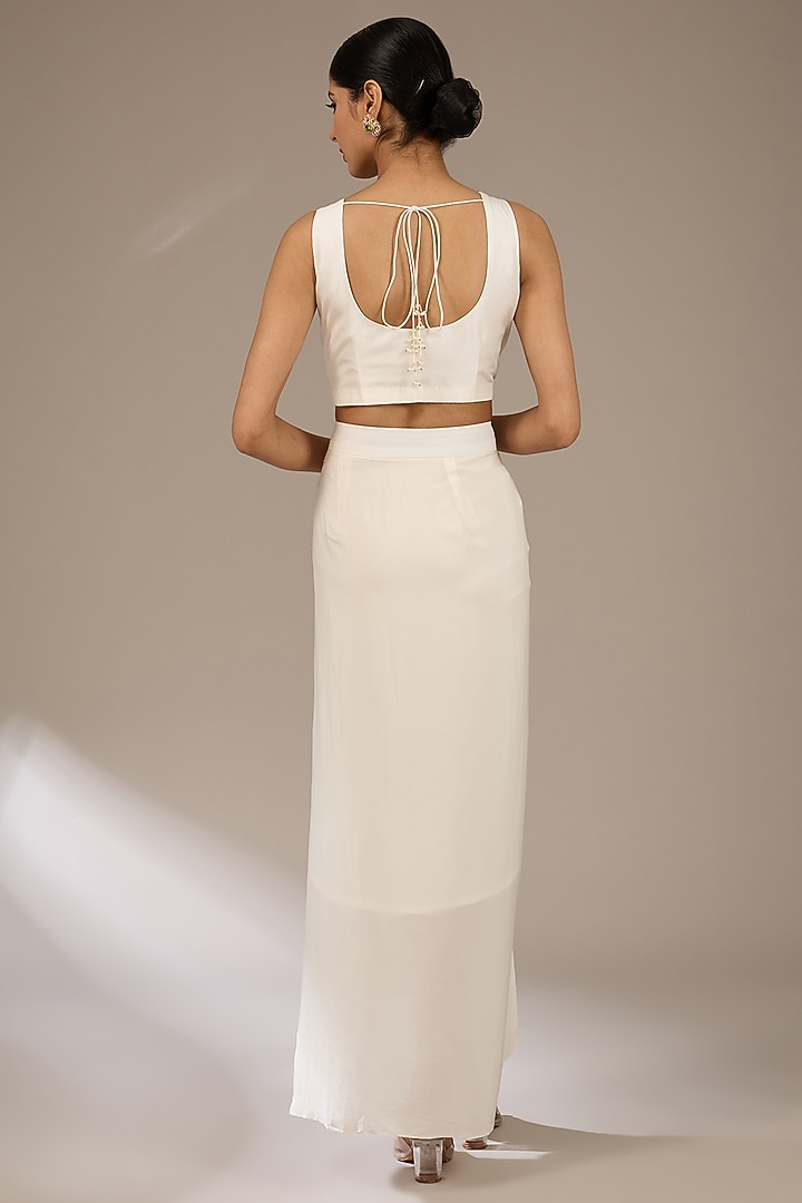 Ivory Organza Dori Work Cape Set by Prisho at Pernia's Pop Up Shop