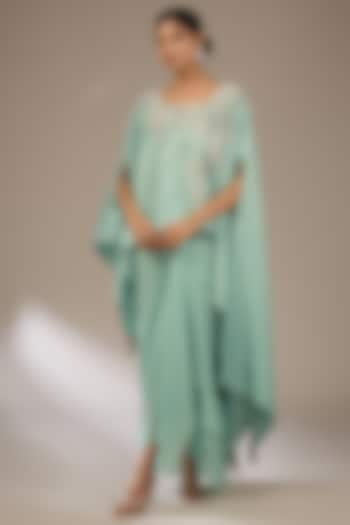 Aqua Silk Resham & Dori Work Kaftan Set by Prisho at Pernia's Pop Up Shop