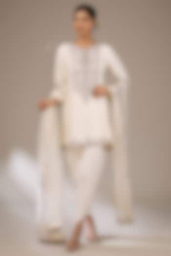 Ivory Silk Maal Work Kurta Set by Prisho at Pernia's Pop Up Shop