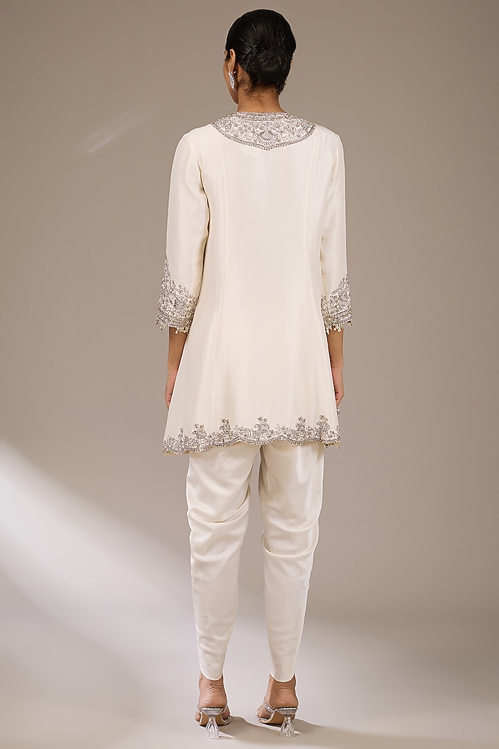 Ivory Silk Maal Work Kurta Set by Prisho at Pernia's Pop Up Shop