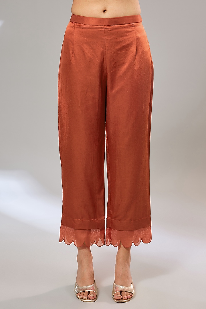 Deep Orange Silk Dori Work Kurta Set by Prisho at Pernia's Pop Up Shop