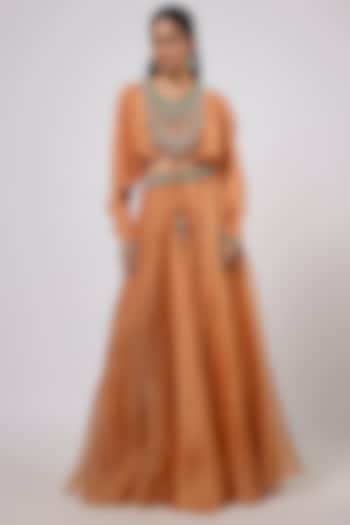 Rust Organza Skirt Set by Prisho at Pernia's Pop Up Shop