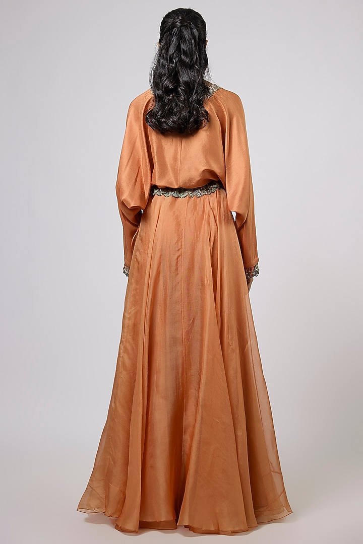 Rust Organza Skirt Set by Prisho at Pernia's Pop Up Shop