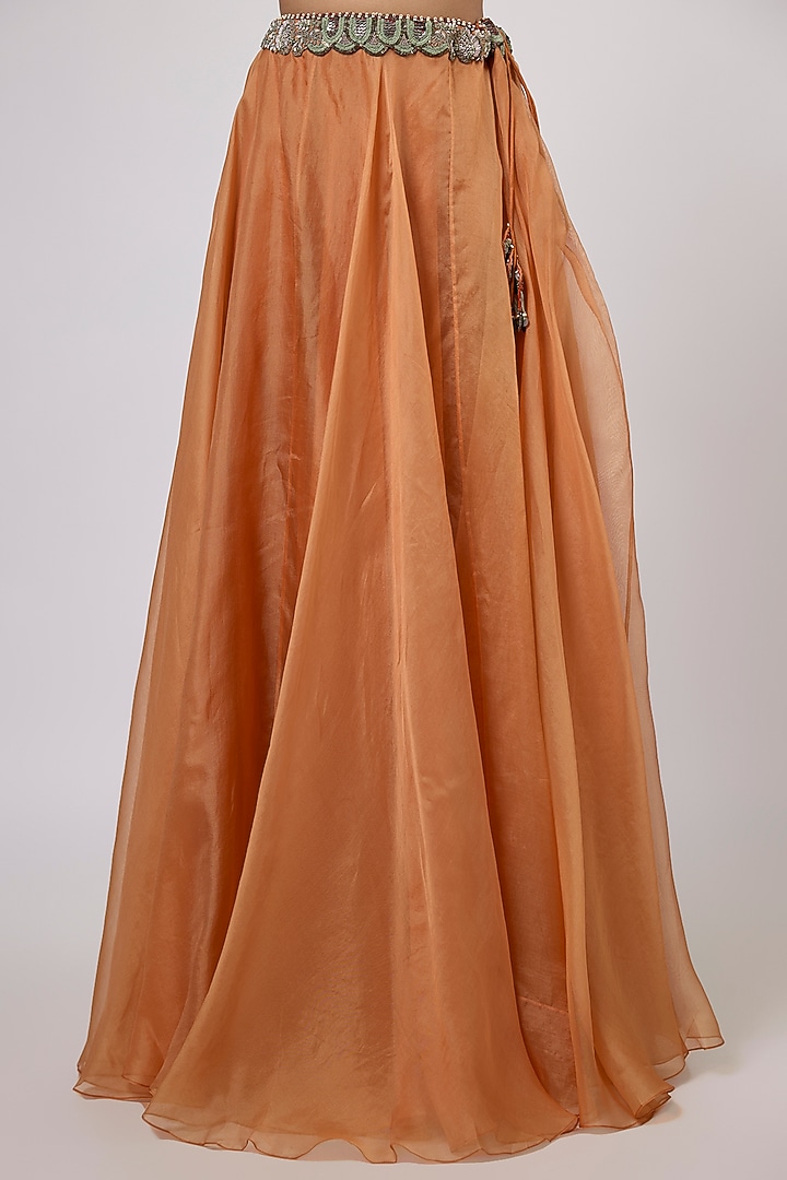 Rust Organza Skirt Set by Prisho at Pernia's Pop Up Shop