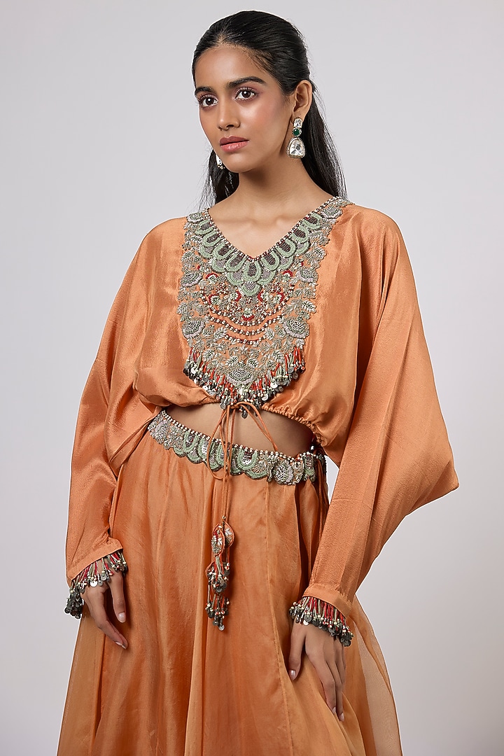 Rust Organza Skirt Set by Prisho at Pernia's Pop Up Shop