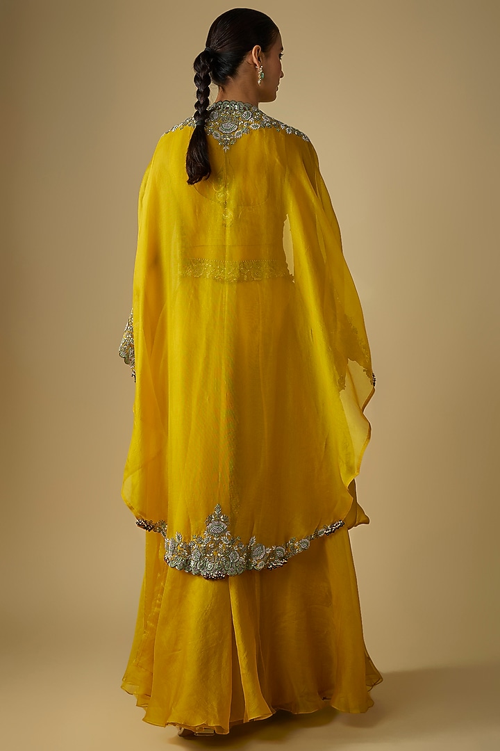 Mustard Organza Skirt Set by Prisho at Pernia's Pop Up Shop