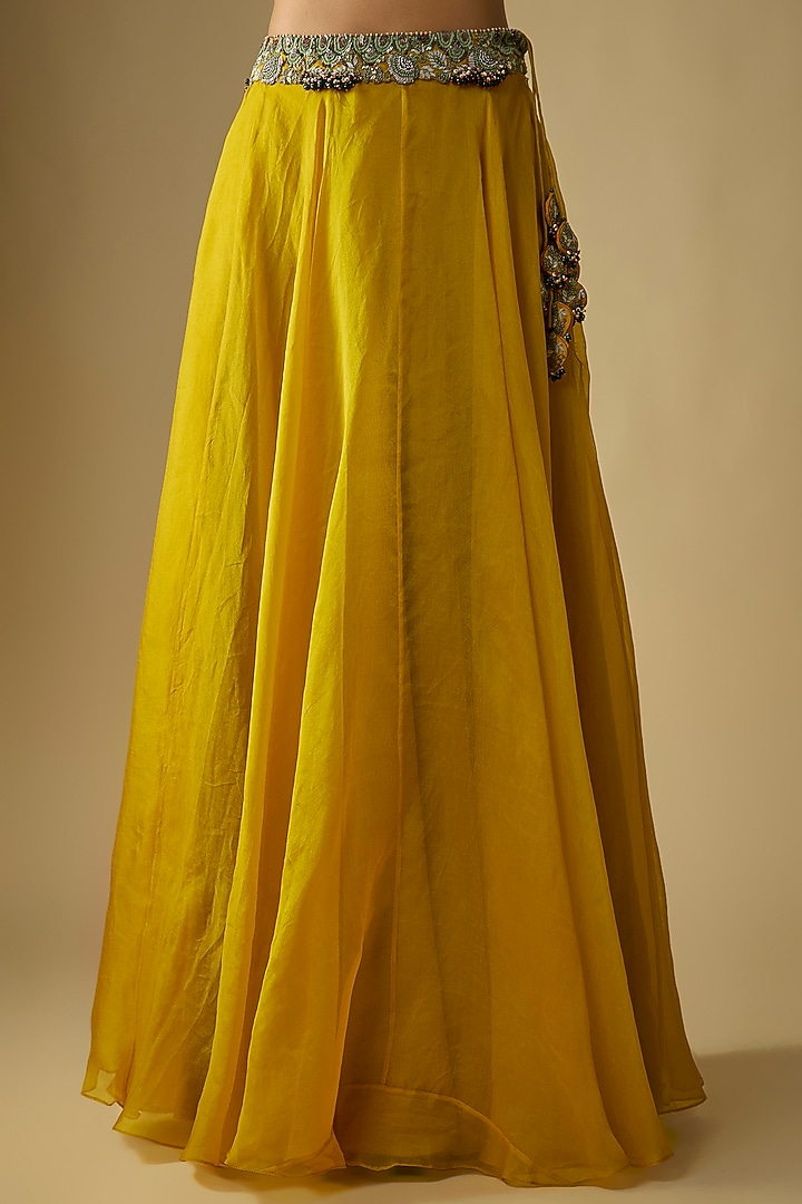 Mustard Organza Skirt Set by Prisho at Pernia's Pop Up Shop