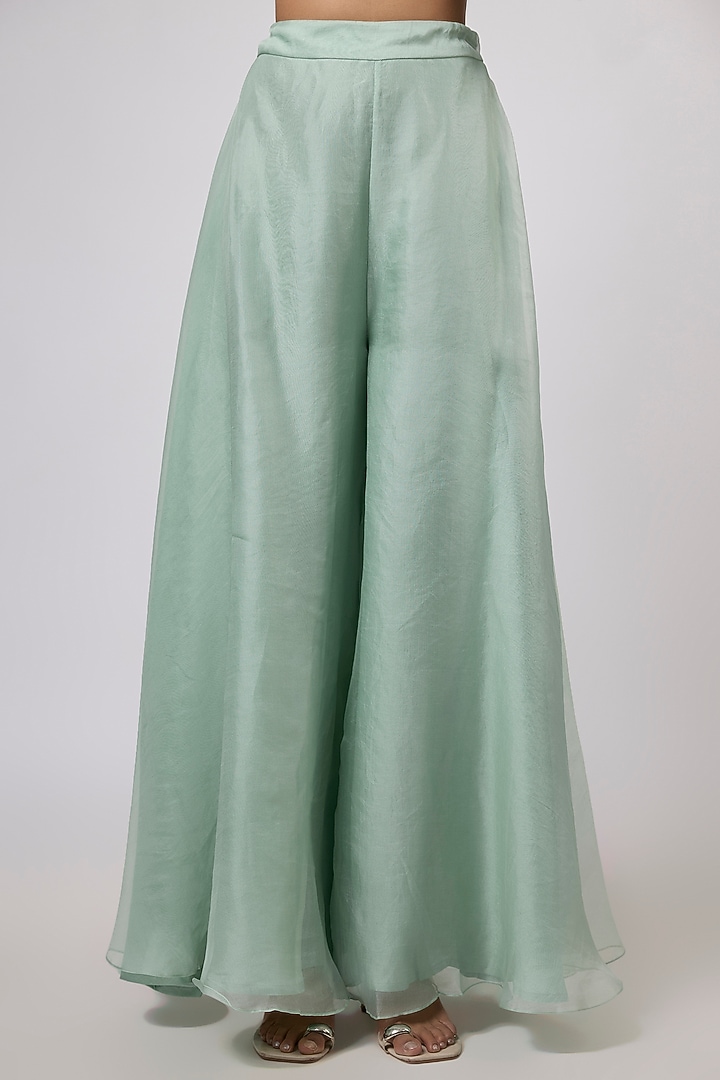 Aqua Silk Wedding Sharara Set by Prisho at Pernia's Pop Up Shop