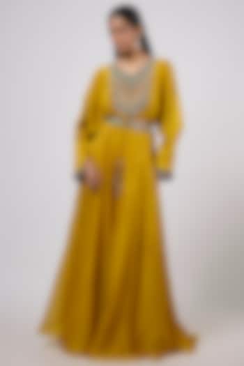 Mustard Organza Skirt Set by Prisho at Pernia's Pop Up Shop