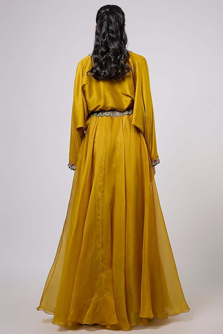 Mustard Organza Skirt Set by Prisho at Pernia's Pop Up Shop